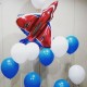 Композиция из сине-белых шаров с Самолетом триколор