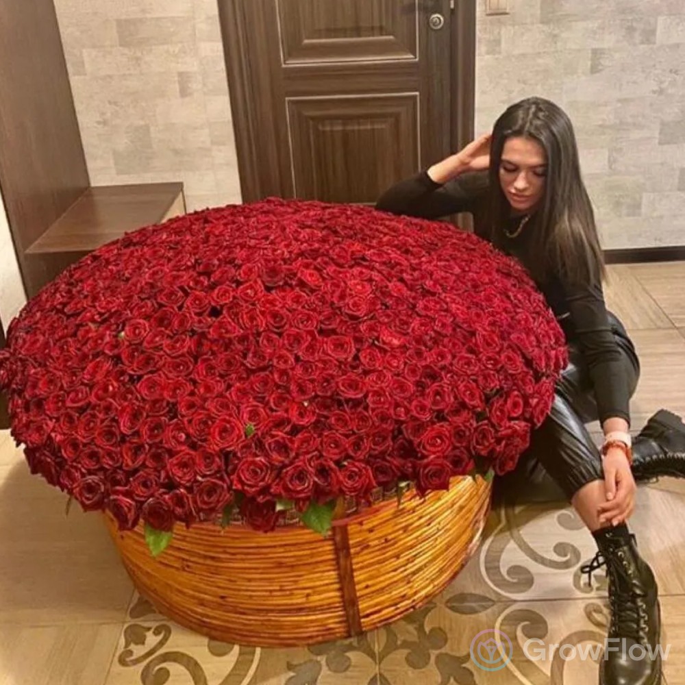 1001 красная роза red naomi в корзине купить в Москве по цене 190590₽ |  Арт. 104-756