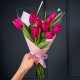 Букет из 9 ярко розовых тюльпанов