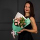 Авторский букет из кустовых роз и розовой альстромерии